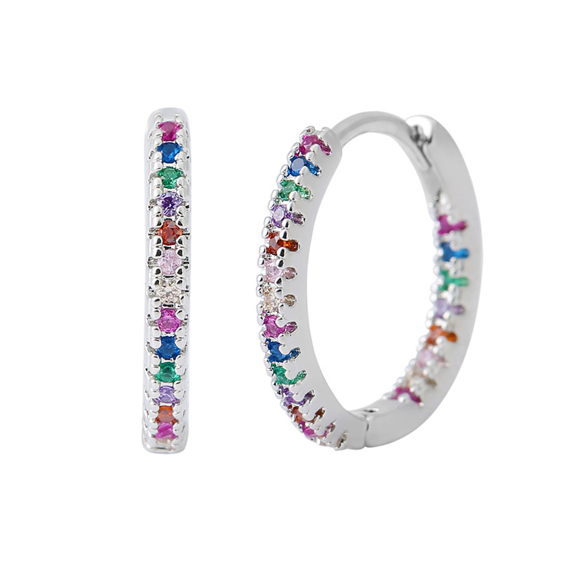 Elegant Multicolor Zircon Circle Female Earrings - Stylish Ear Clips - Image 7