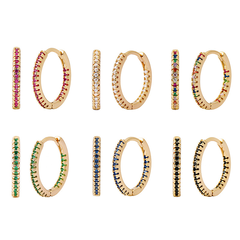 Elegant Multicolor Zircon Circle Female Earrings - Stylish Ear Clips - Image 9