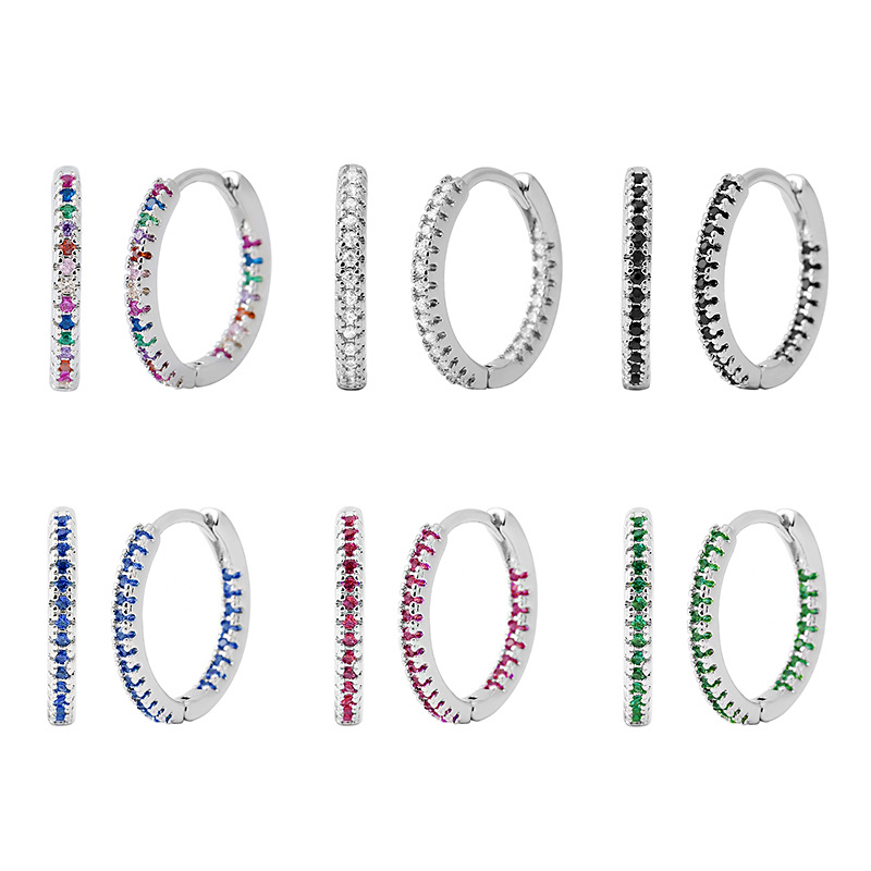 Elegant Multicolor Zircon Circle Female Earrings - Stylish Ear Clips - Image 10