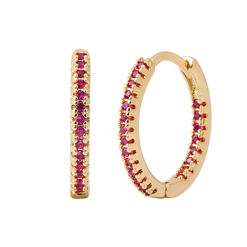 Elegant Multicolor Zircon Circle Female Earrings - Stylish Ear Clips - Image 14