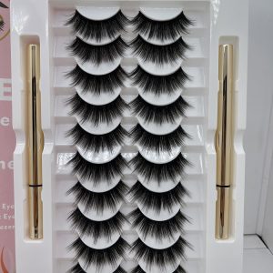 10 Pairs of Long-lasting, Waterproof Magnetic False Eyelashes - Non-bleaching Quality