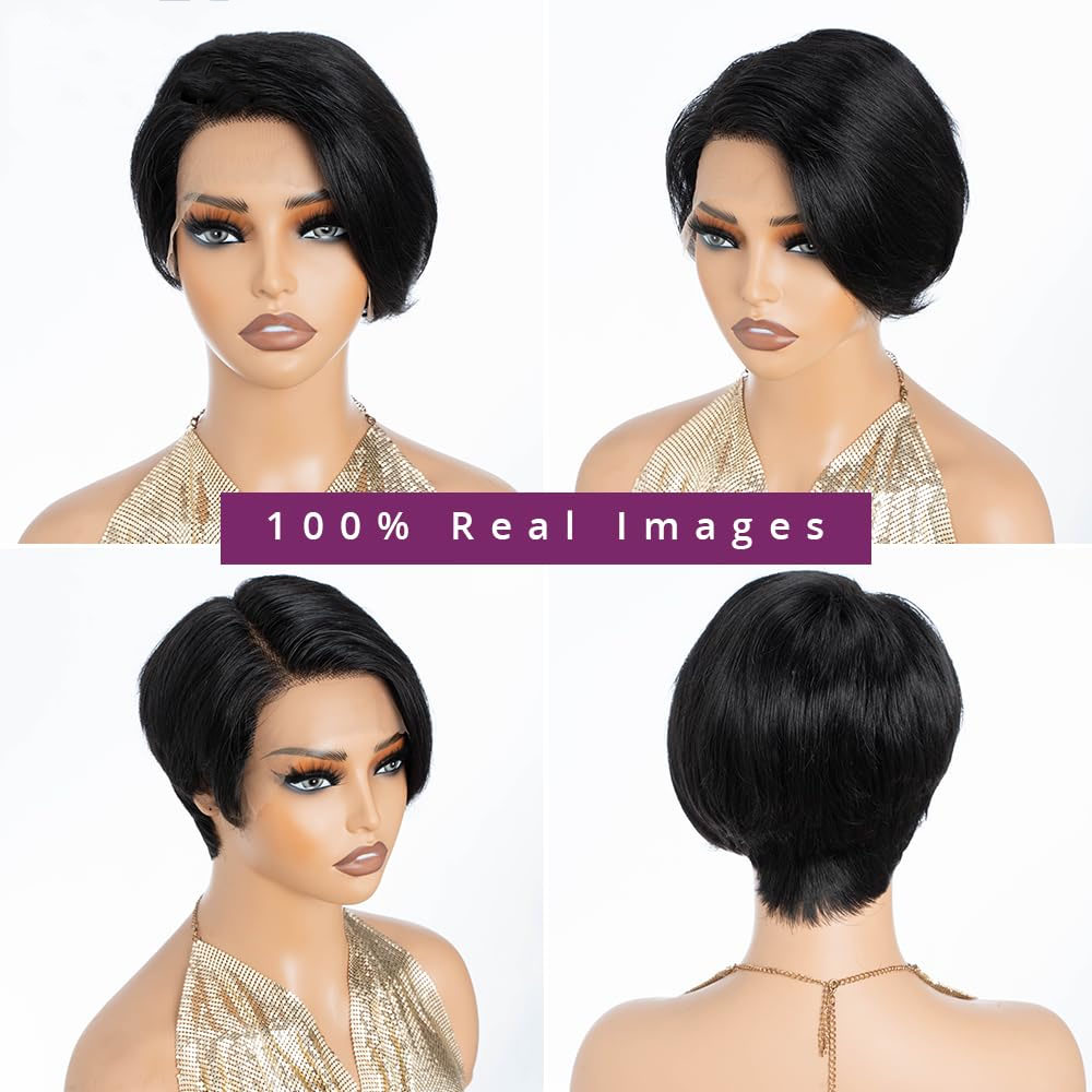 Non-toxic Human Hair Lace Bob Wig - Pre-Drawn 13X4X1 T-Part Short Straight Lace Front Wig for All Occasions - Image 3