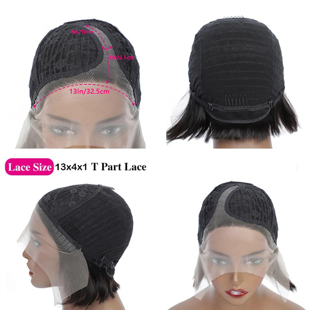 Non-toxic Human Hair Lace Bob Wig - Pre-Drawn 13X4X1 T-Part Short Straight Lace Front Wig for All Occasions - Image 5