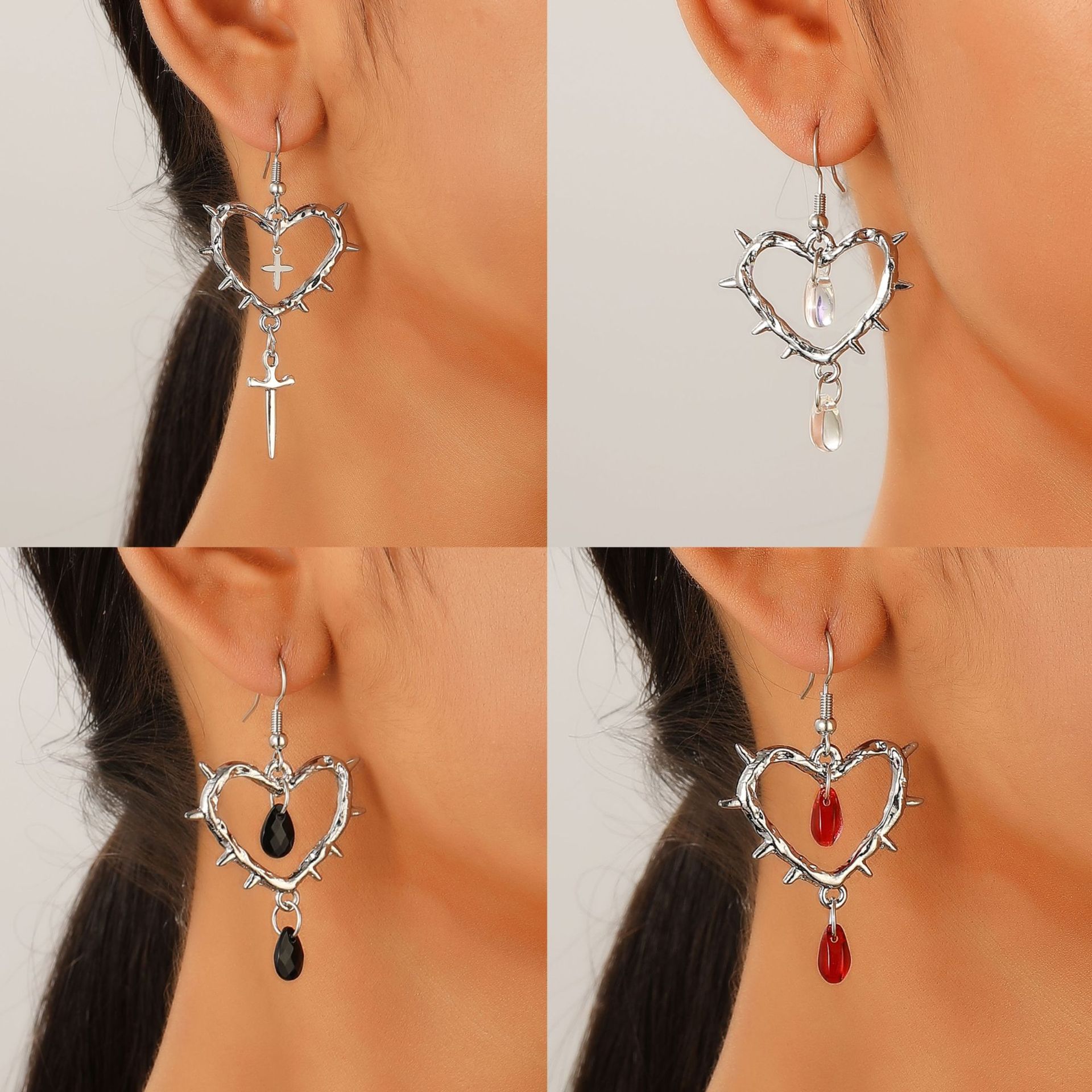 Stylish Handmade Thorn Cross Earrings for Women - Unique Fashion Accessory - Image 3