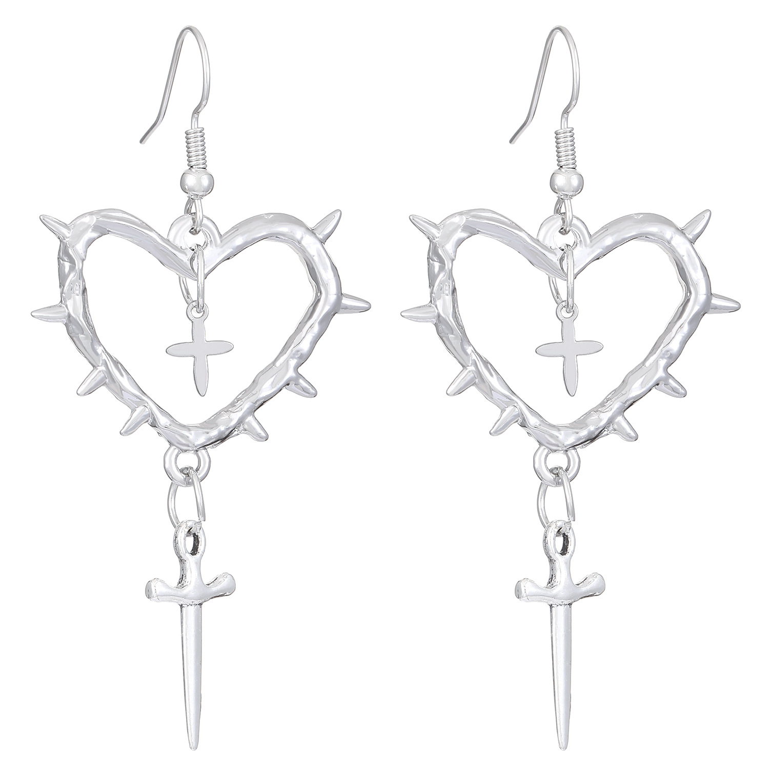 Stylish Handmade Thorn Cross Earrings for Women - Unique Fashion Accessory - Image 5