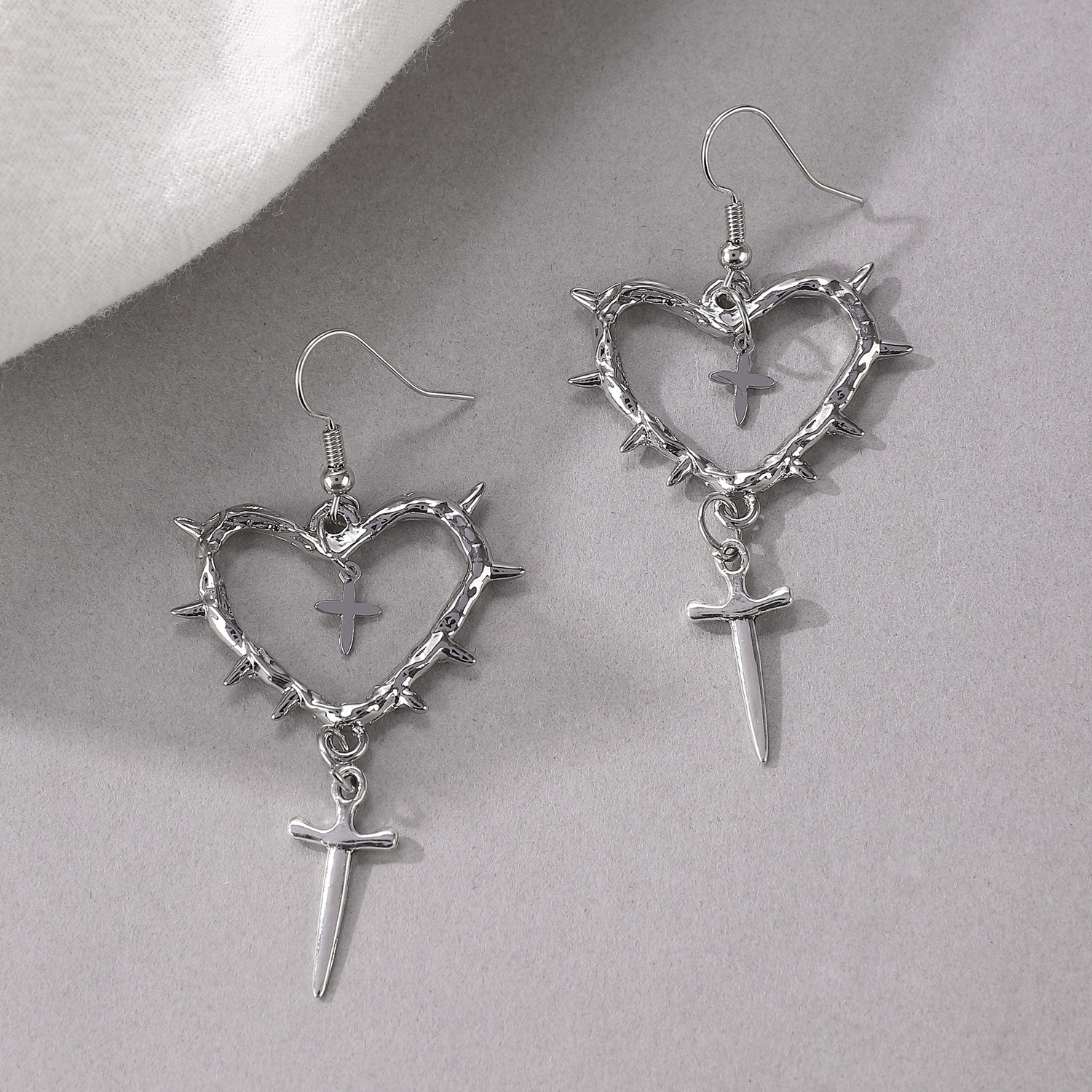 Stylish Handmade Thorn Cross Earrings for Women - Unique Fashion Accessory - Image 7