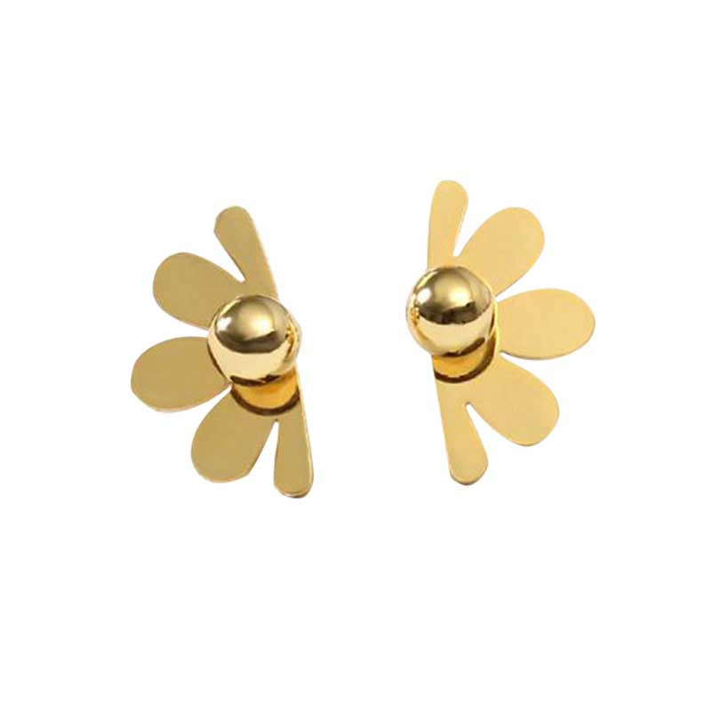 Elegant Silver Needle Vintage Petal Metal Flower Stud Earrings for Timeless Style - Image 3