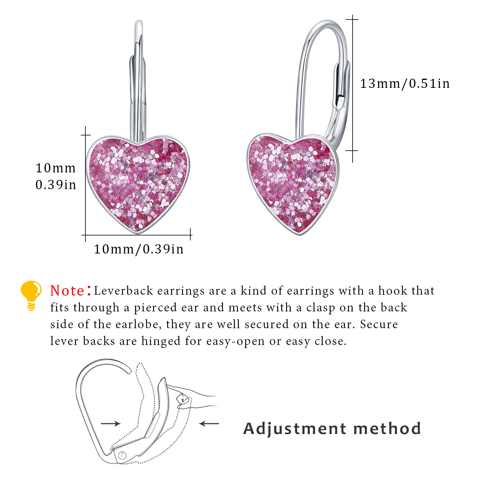 925 Sterling Silver Heart Leverback Small 10mm Dangle Hoop Earrings - Stylish & Elegant - Image 4