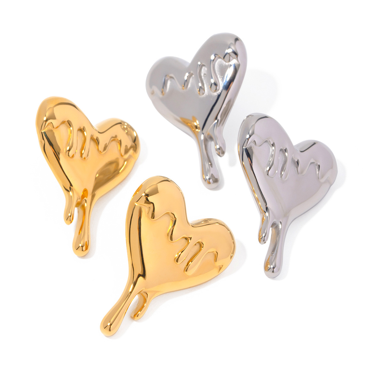18K Gold Stainless Steel Heart-Shaped Melting Love Earrings for Elegance - Image 5