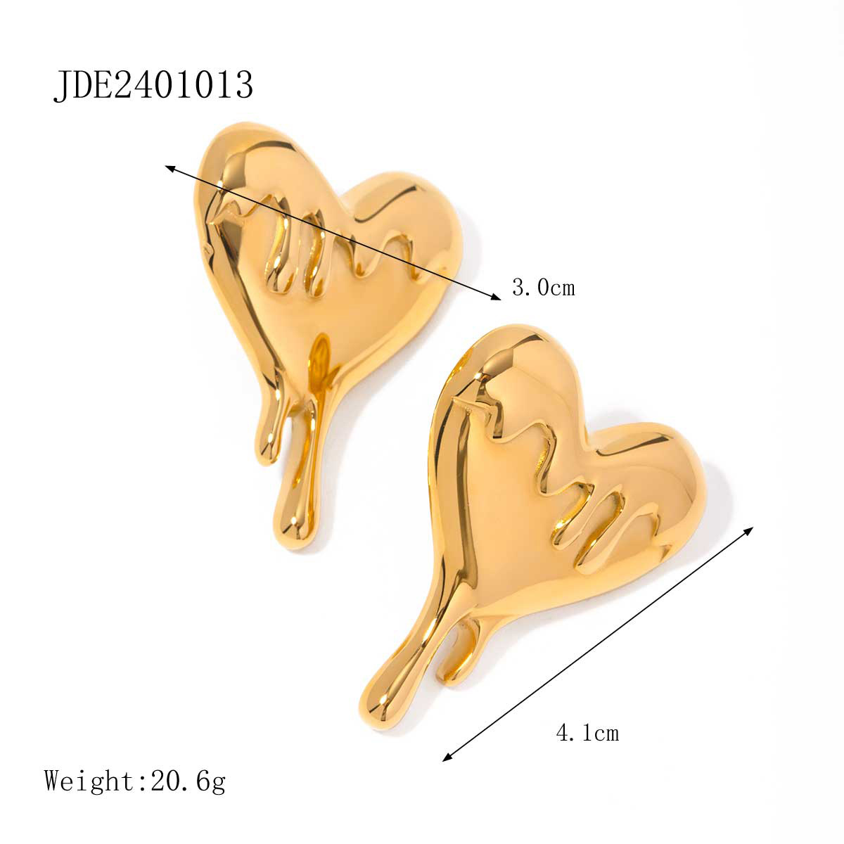 18K Gold Stainless Steel Heart-Shaped Melting Love Earrings for Elegance - Image 6