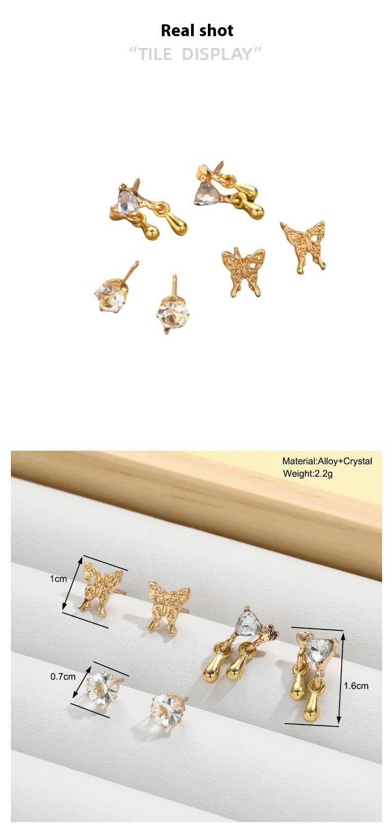 Charming 6-Piece Set of Women's Cute Liquid Butterfly Earrings for Special-Interest Design - Image 8