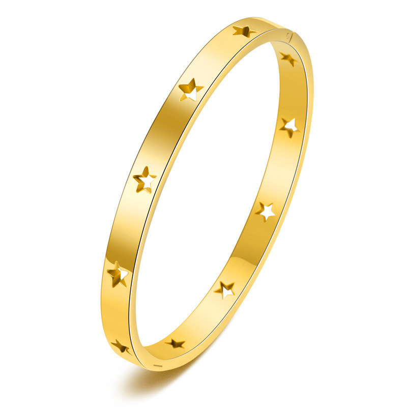 Trendy Men's and Women's Hollow Pentagram Bracelet in Titanium Steel - Image 5