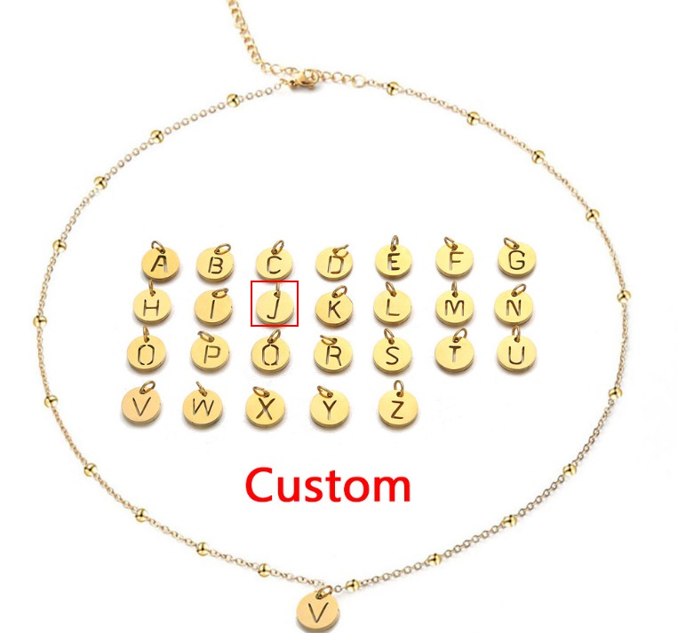 Women's Elegant Stainless Steel Ball Bead Chain Necklace with 26 English Letters - Image 5