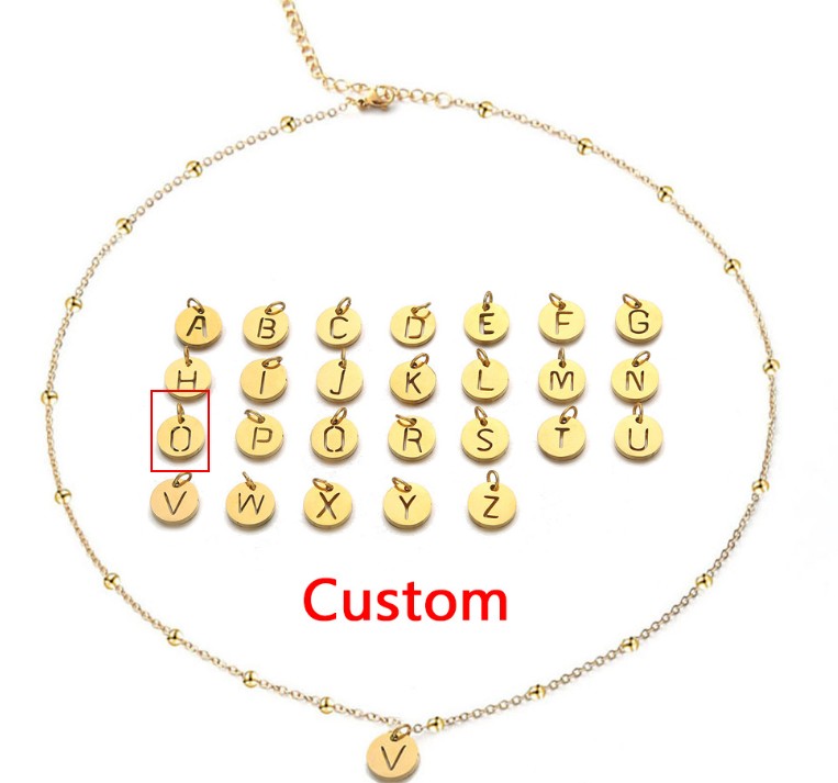 Women's Elegant Stainless Steel Ball Bead Chain Necklace with 26 English Letters - Image 10