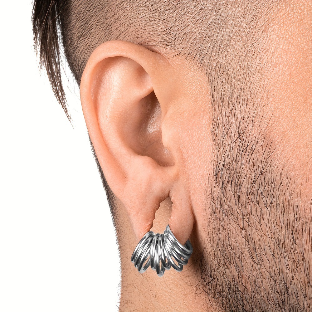 Stylish Stainless Steel Closed Stud Earrings for Effortless Elegance - Image 4