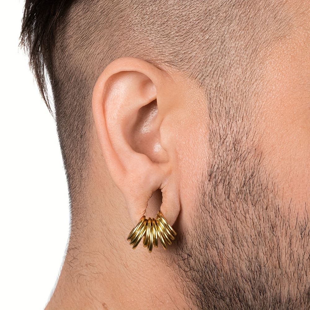 Stylish Stainless Steel Closed Stud Earrings for Effortless Elegance - Image 5