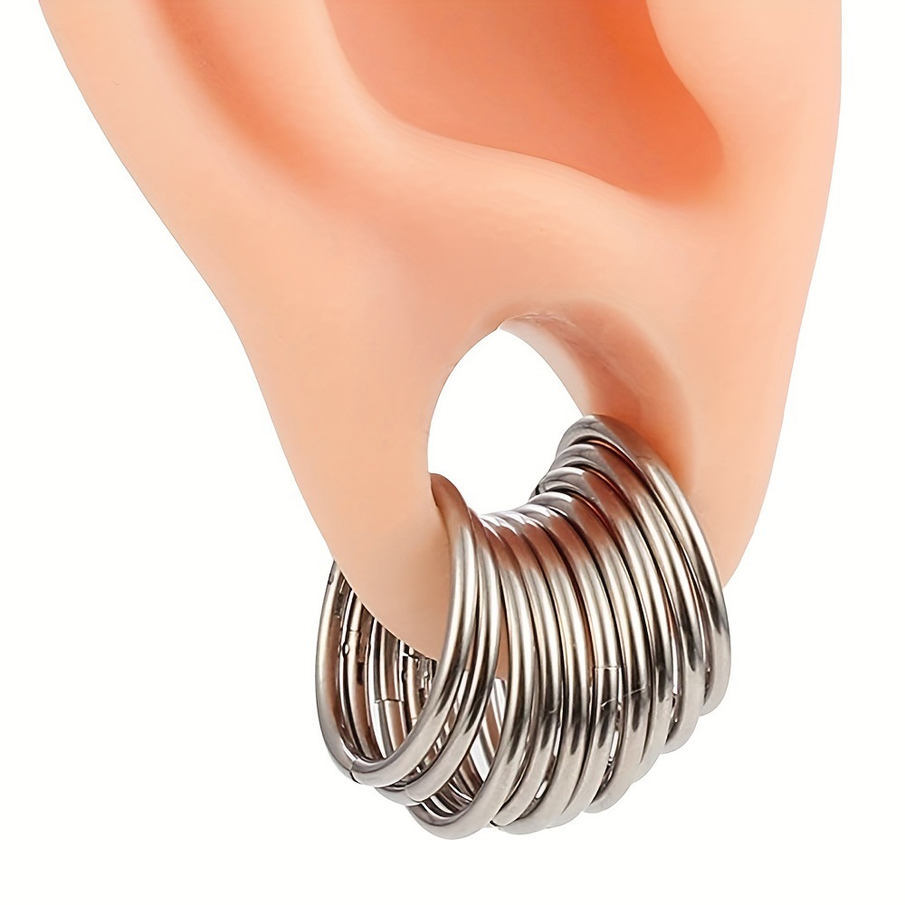 Stylish Stainless Steel Closed Stud Earrings for Effortless Elegance - Image 7