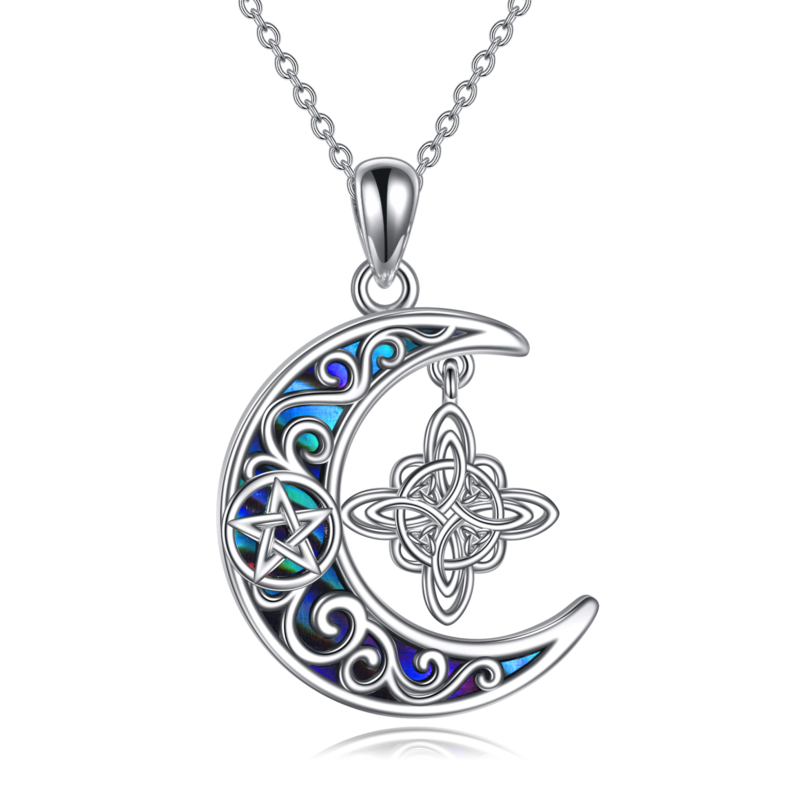 Sterling Silver Witches Knot Necklace | Celtic Crescent Knot Pendant with Abalone Shellfish | Pagan Jewelry for Unique Style - Image 7