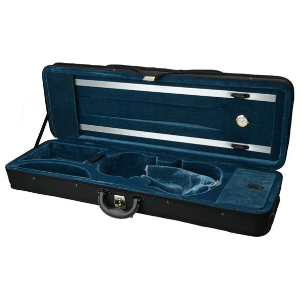 Premium Black Square Violin Case with Thermometer & Secure Buckle