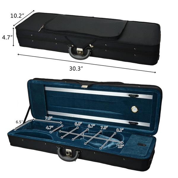 Premium Black Square Violin Case with Thermometer & Secure Buckle - Image 3