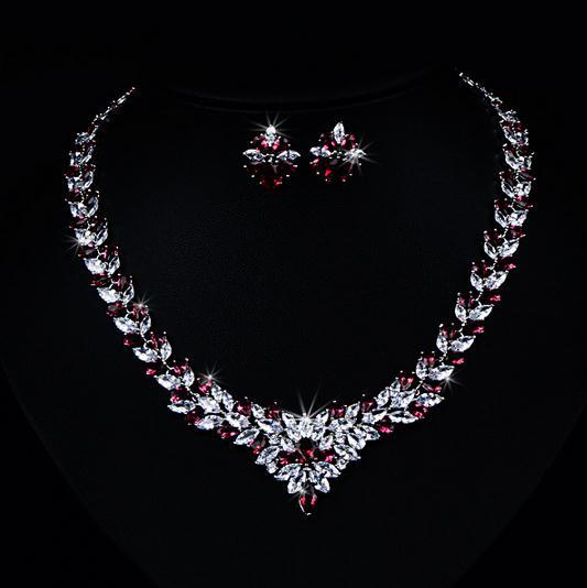 Zircon Flower Stud Necklace Set - Elegant Jewelry for Any Occasion