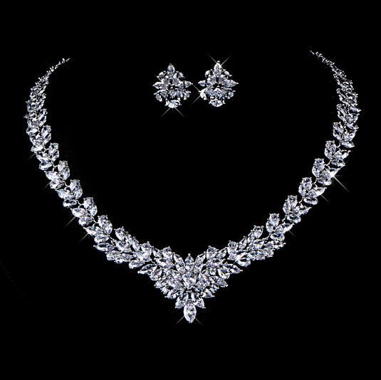 Zircon Flower Stud Necklace Set - Elegant Jewelry for Any Occasion - Image 3