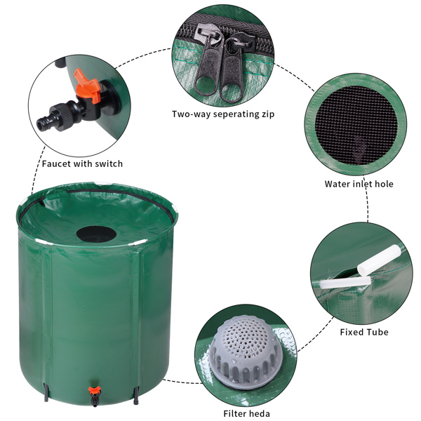 50 Gallon Green Folding Rain Barrel - Efficient Water Collector for Eco-Friendly Living - Image 5