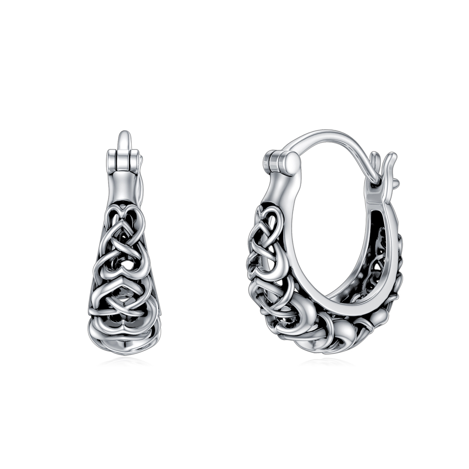 925 Sterling Silver Celtic Knot Vintage Hoop Earrings - Timeless Elegance