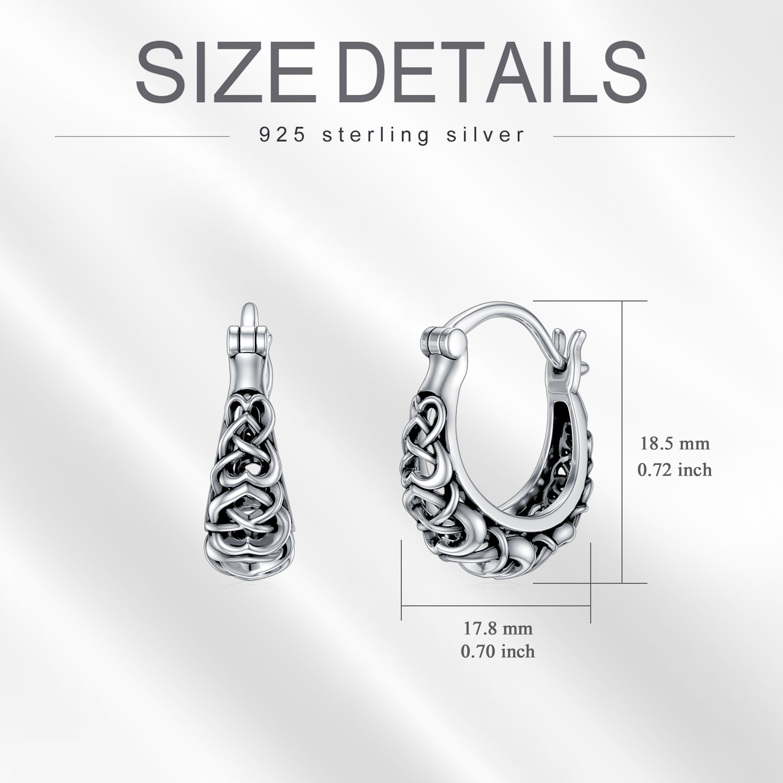 925 Sterling Silver Celtic Knot Vintage Hoop Earrings - Timeless Elegance - Image 5