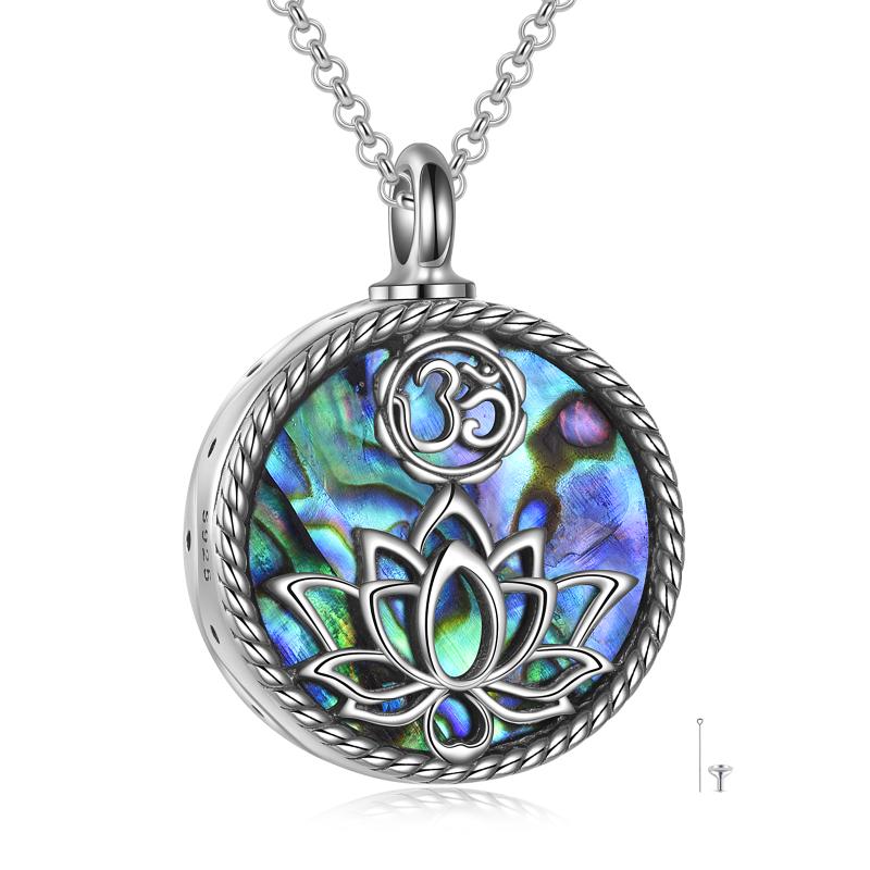 925 Sterling Silver Yoga Lotus Urn Necklace with Abalone Shell for Memorial Cremation Jewelry - Image 7