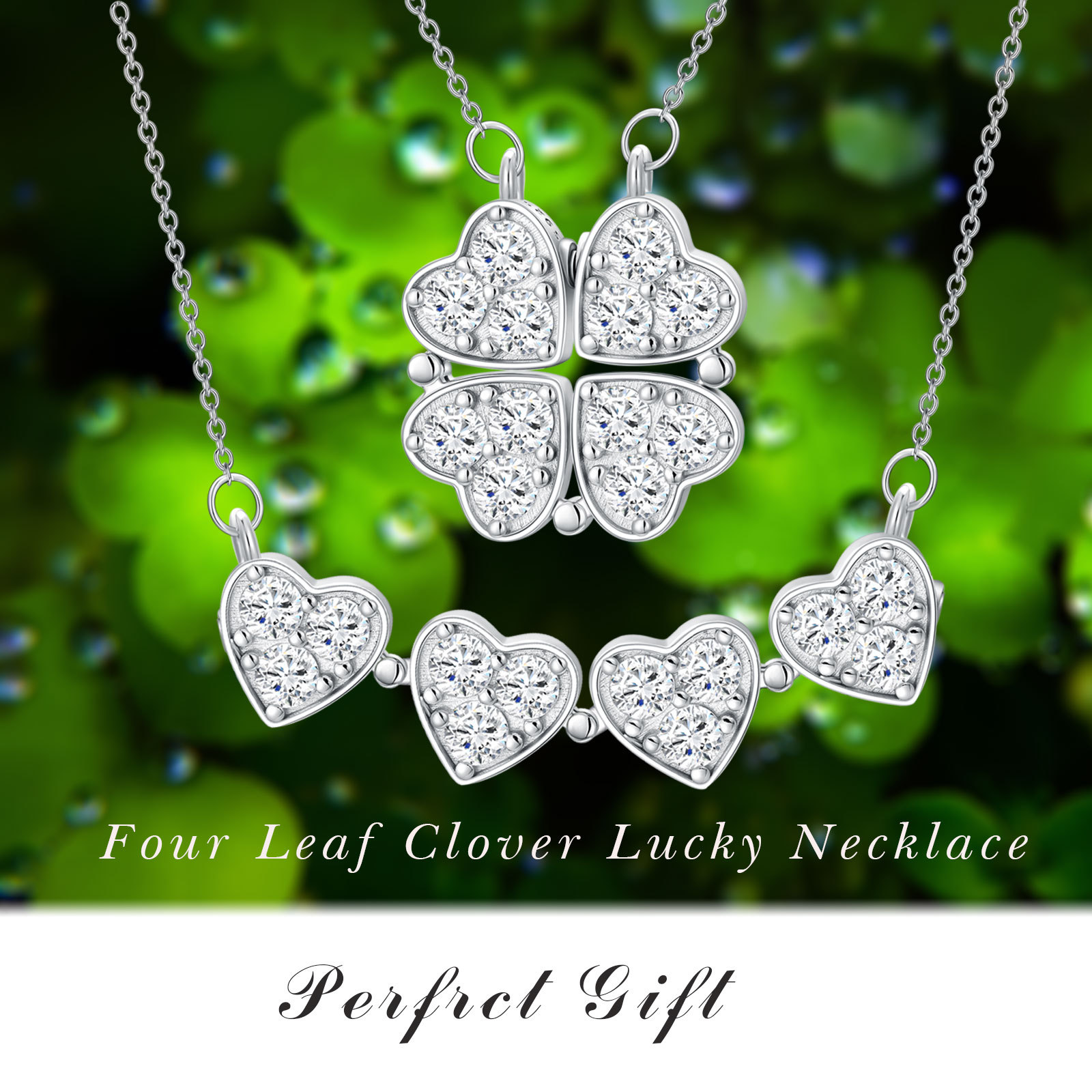 Clover Folded Heart Zircon Charm Pendant Necklace - Perfect Gift for Women - Image 8