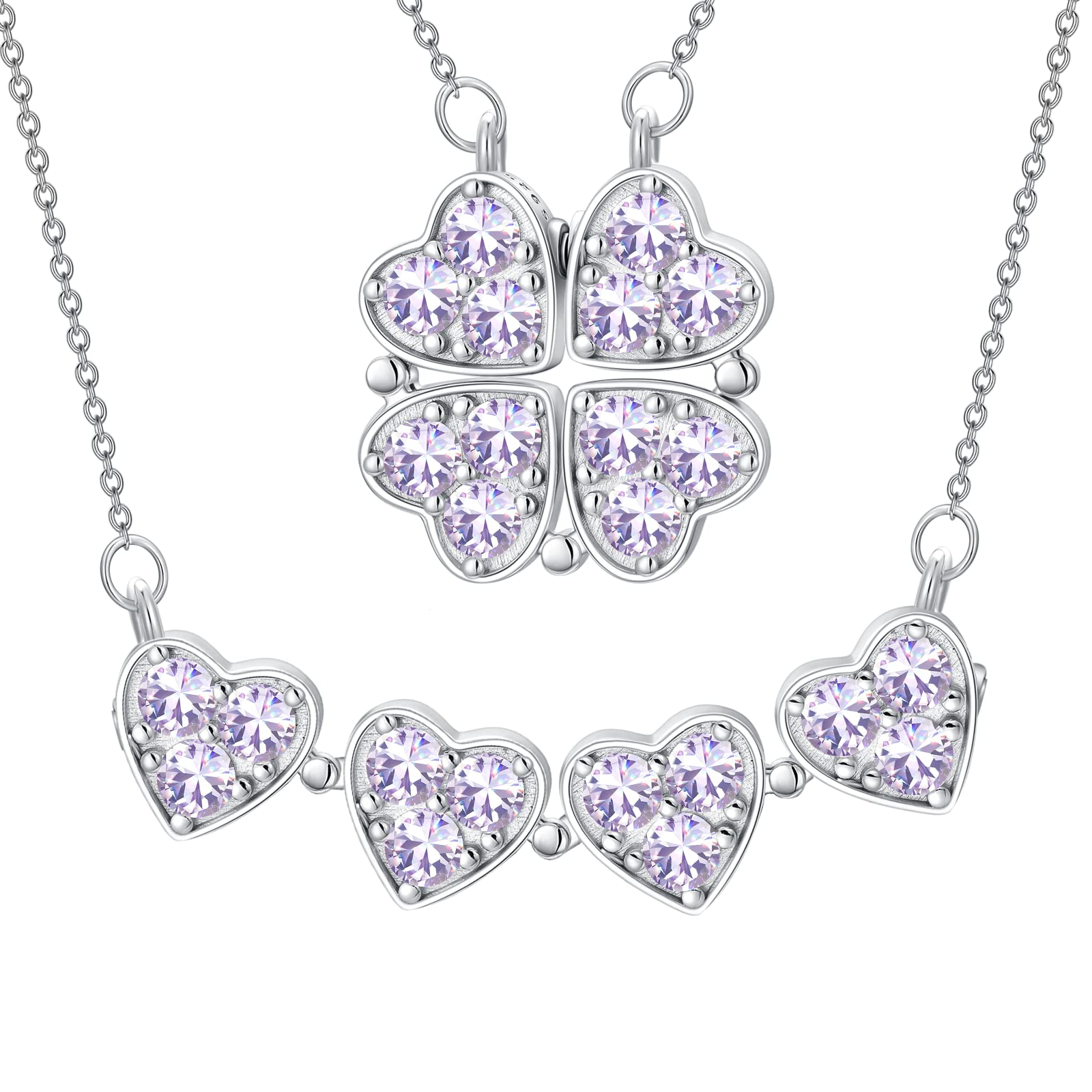 Clover Folded Heart Zircon Charm Pendant Necklace - Perfect Gift for Women - Image 9
