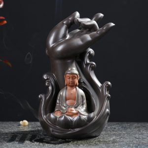 Lotus Bergamot Backflow Incense Burner - Decorative Guanyin Tathagata Ceramic Craft