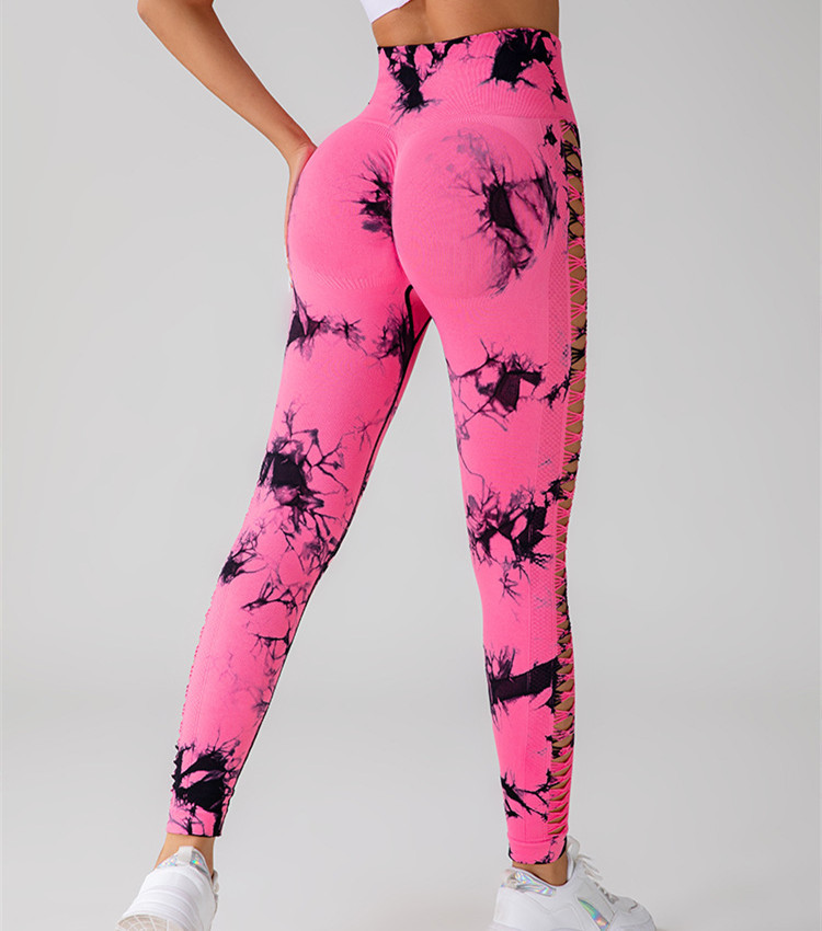 High Waist Seamless Hollow Tie Dye Yoga Pants for Women | Butt Lift Fitness Leggings & Slim Trousers for Gym - Image 14