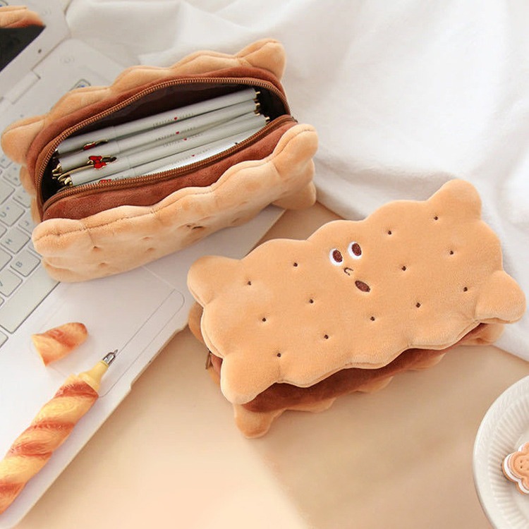 Plush Sandwich Biscuit Pencil Bag - Adorable and Functional Storage Solution - Image 3
