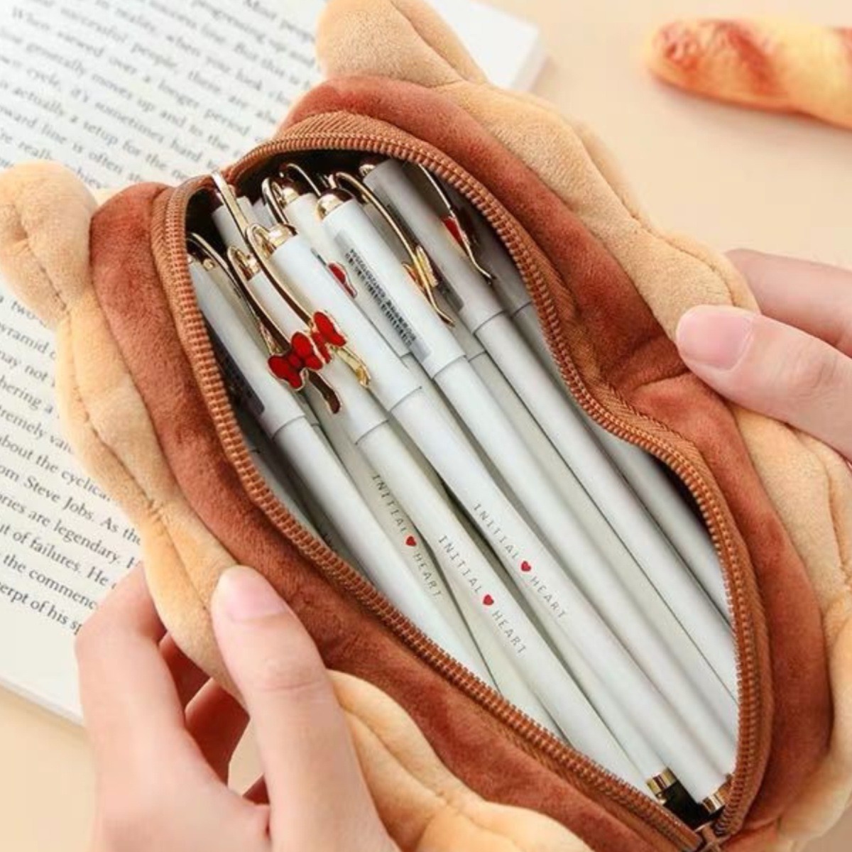 Plush Sandwich Biscuit Pencil Bag - Adorable and Functional Storage Solution - Image 4