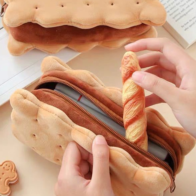 Plush Sandwich Biscuit Pencil Bag - Adorable and Functional Storage Solution - Image 6