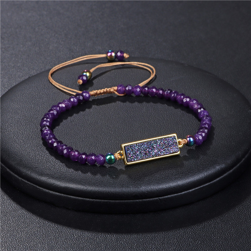 Stylish Natural Stone Woven Bracelet with Mixed Shape Beads - Adjustable Quartz Rope Bracelet for Men & Women, Trendy Charm Fashion Jewelry - Image 4